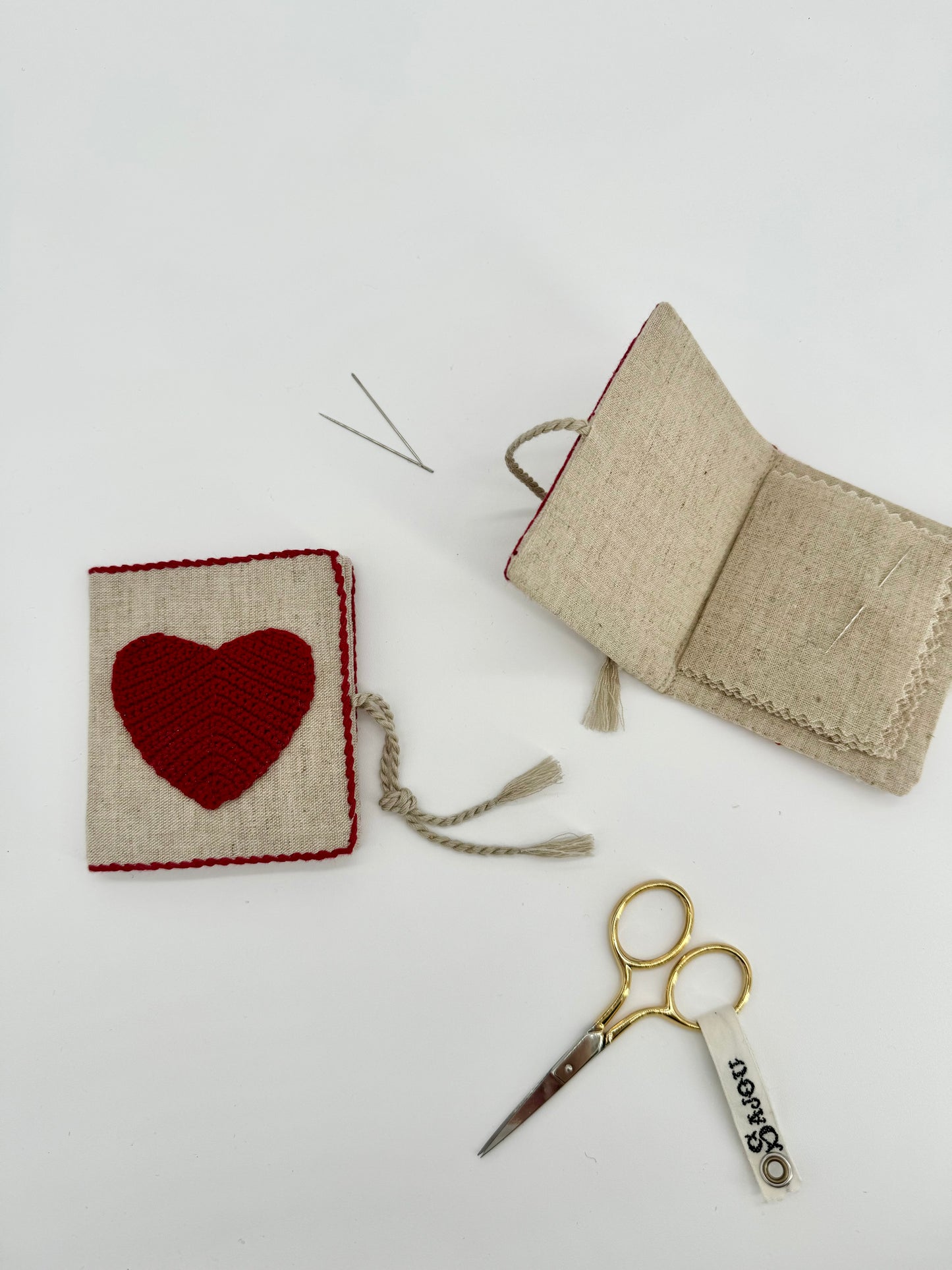 Crocheted Heart Needle Book